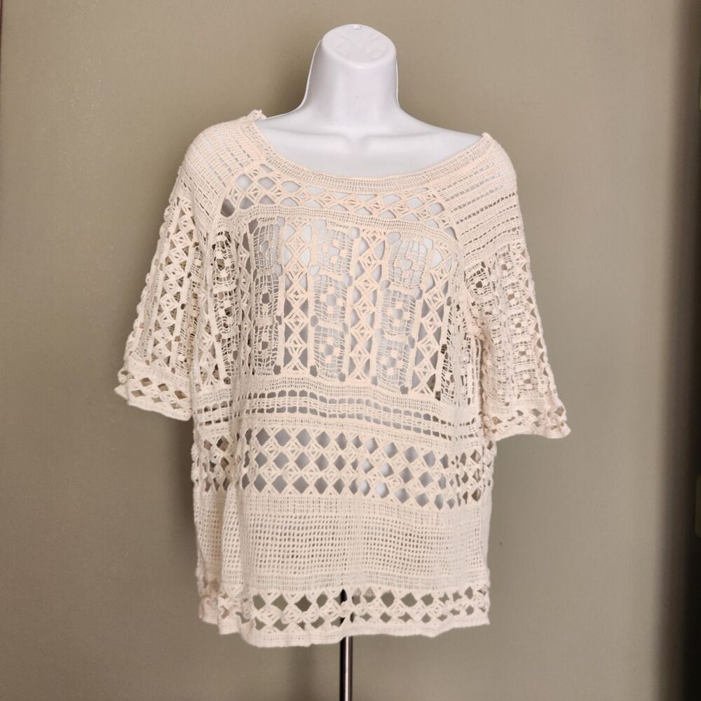 Cream Crochet Cotton Top, Small